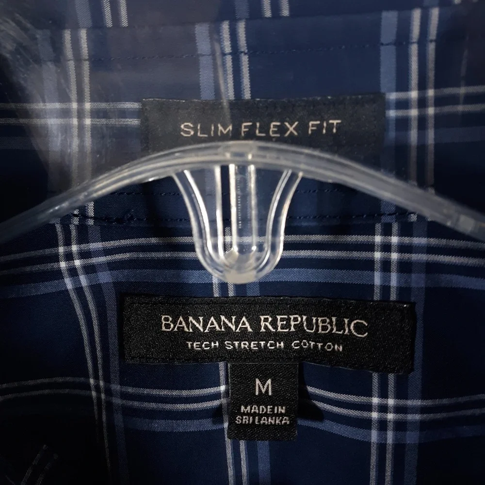 Banana Republic Tech Stretch Cotton Shirt Mens Medium Slim Flex Fit